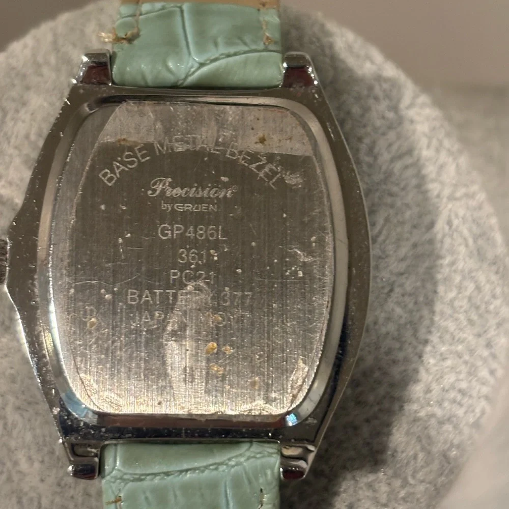 Precision by Gruen w/ Mint Green Leather-Strap Watch
